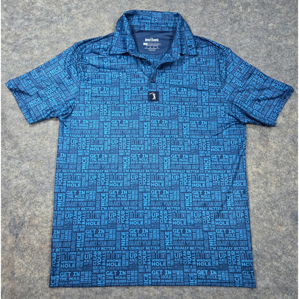 Bogey Bros Golf Co Mens Blue Thats What She Said Performance Polo Shirt Small